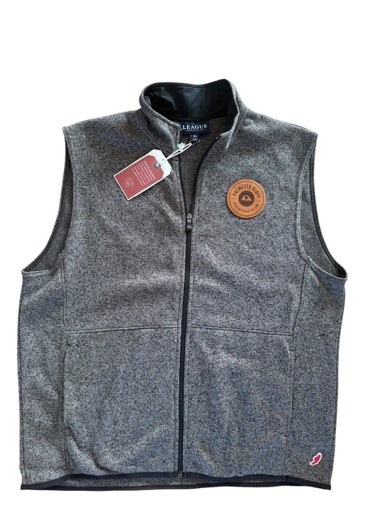 League Other - League Men’s Heather Gray Full-Zip Fleece Vest with Chest Patch